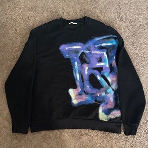 Zara Black Sweater with Blue and Purple Graphic - Extra Large